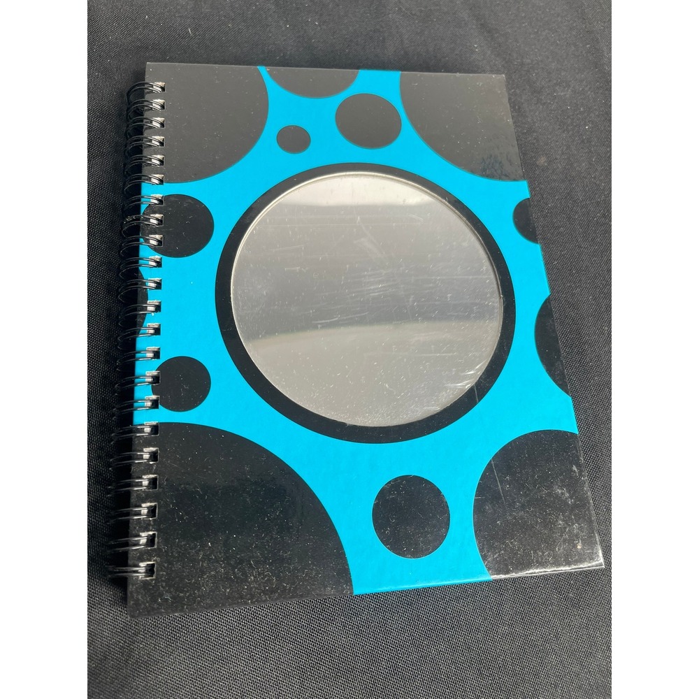 Divoga Teal Black Polka Dot Spiral Notebook College Ruled 80 Sheets with Mirror